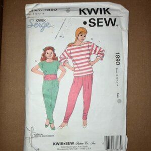 Kwik Sew pattern 1890 vintage Girls pull on simple tops and pants Sizes: 8-14